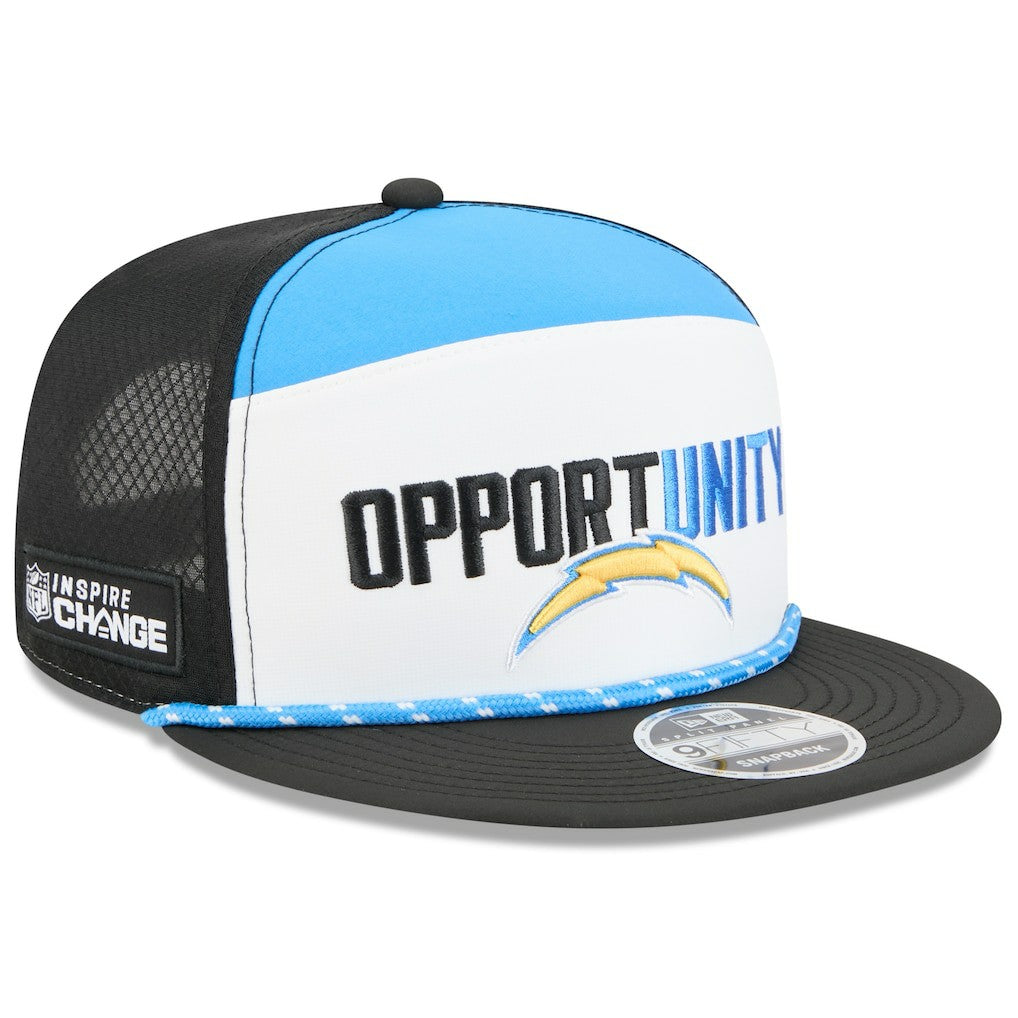 Los Angeles Chargers New Era 2025 Inspire Change Split Panel 9FIFTY Snapback Hat White/Black