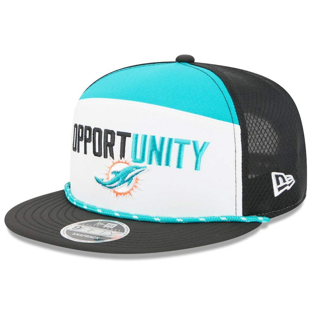 Miami Dolphins New Era 2025 Inspire Change Split Panel 9FIFTY Snapback Hat White/Black