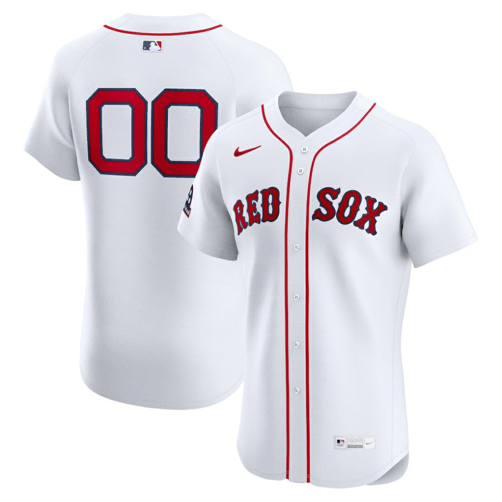 Boston Red Sox Nike Home Elite Sponsor Patch Custom Jersey - White Jerseys