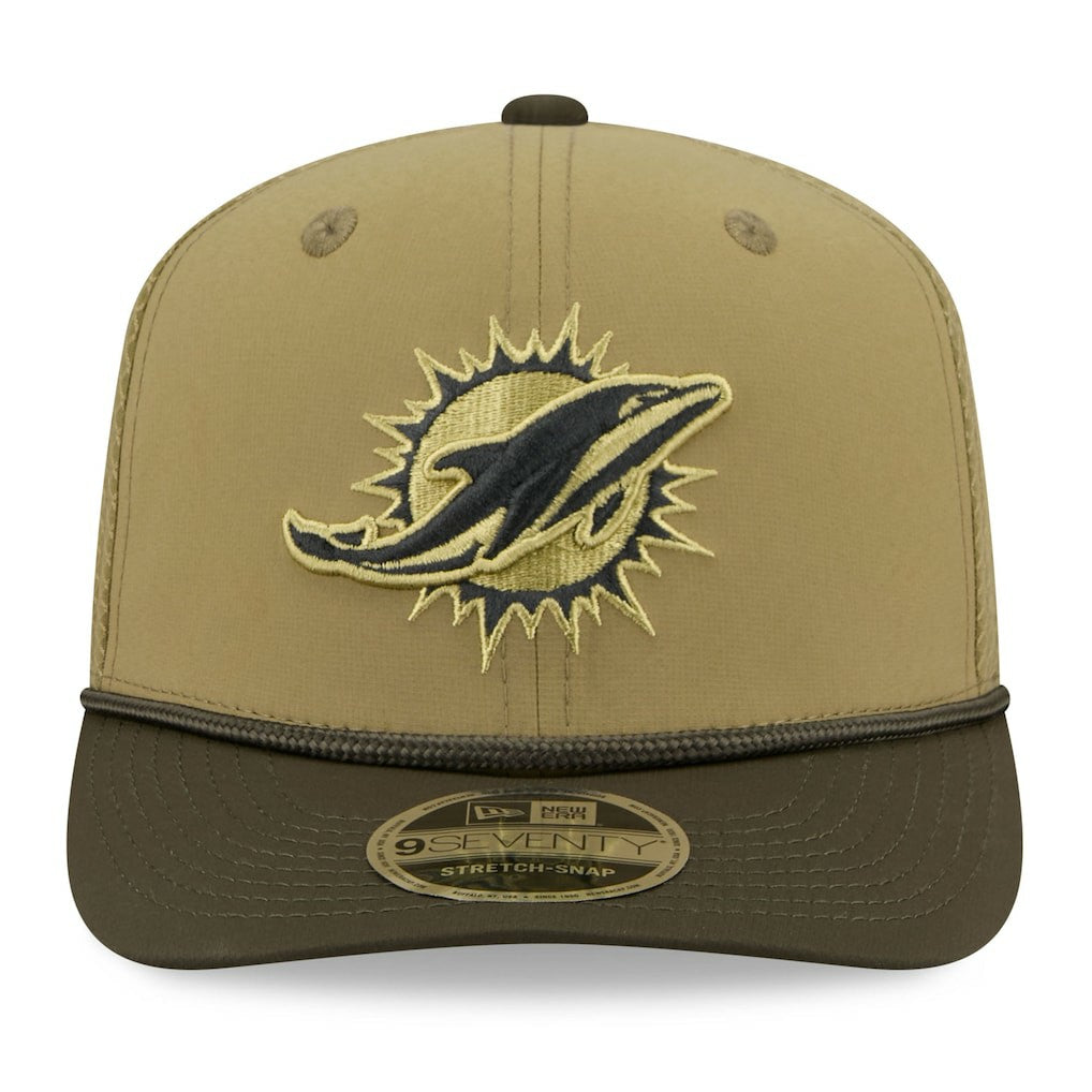 Miami Dolphins New Era 2025 Salute to Service 9SEVENTY Adjustable Hat Green