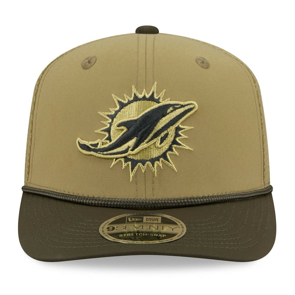 Miami Dolphins New Era 2025 Salute to Service 9SEVENTY Adjustable Hat Green