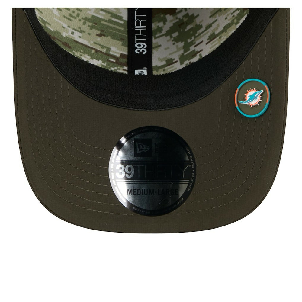 Miami Dolphins New Era 2025 Salute to Service 39THIRTY Flex Hat Green