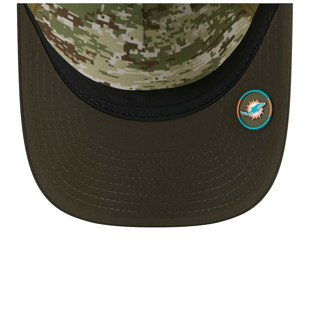 Miami Dolphins New Era Youth 2025 Salute to Service 9FORTY A-Frame Adjustable Hat Green/Dark Green