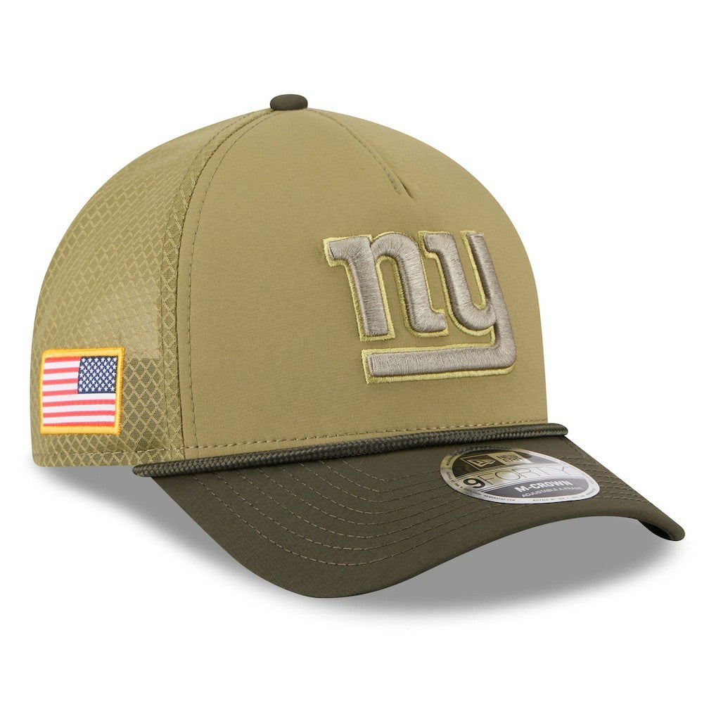 New York Giants New Era Youth 2025 Salute to Service 9FORTY A-Frame Adjustable Hat Green/Dark Green