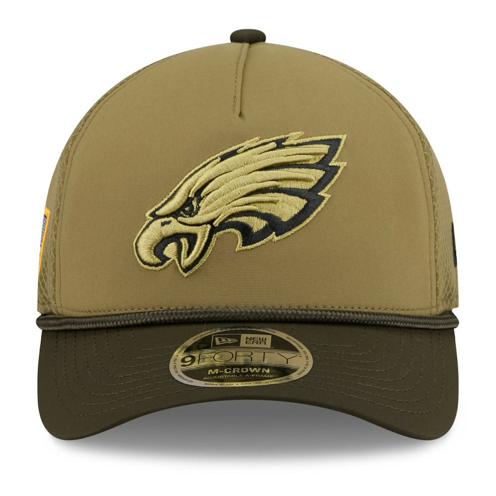 Philadelphia Eagles New Era Youth 2025 Salute to Service 9FORTY A-Frame Adjustable Hat Green/Dark Green