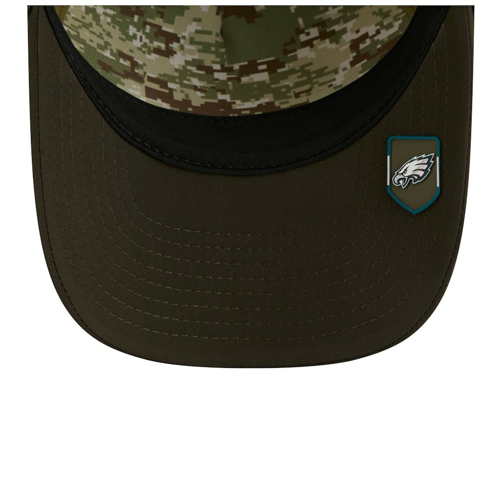 Philadelphia Eagles New Era Youth 2025 Salute to Service 9FORTY A-Frame Adjustable Hat Green/Dark Green