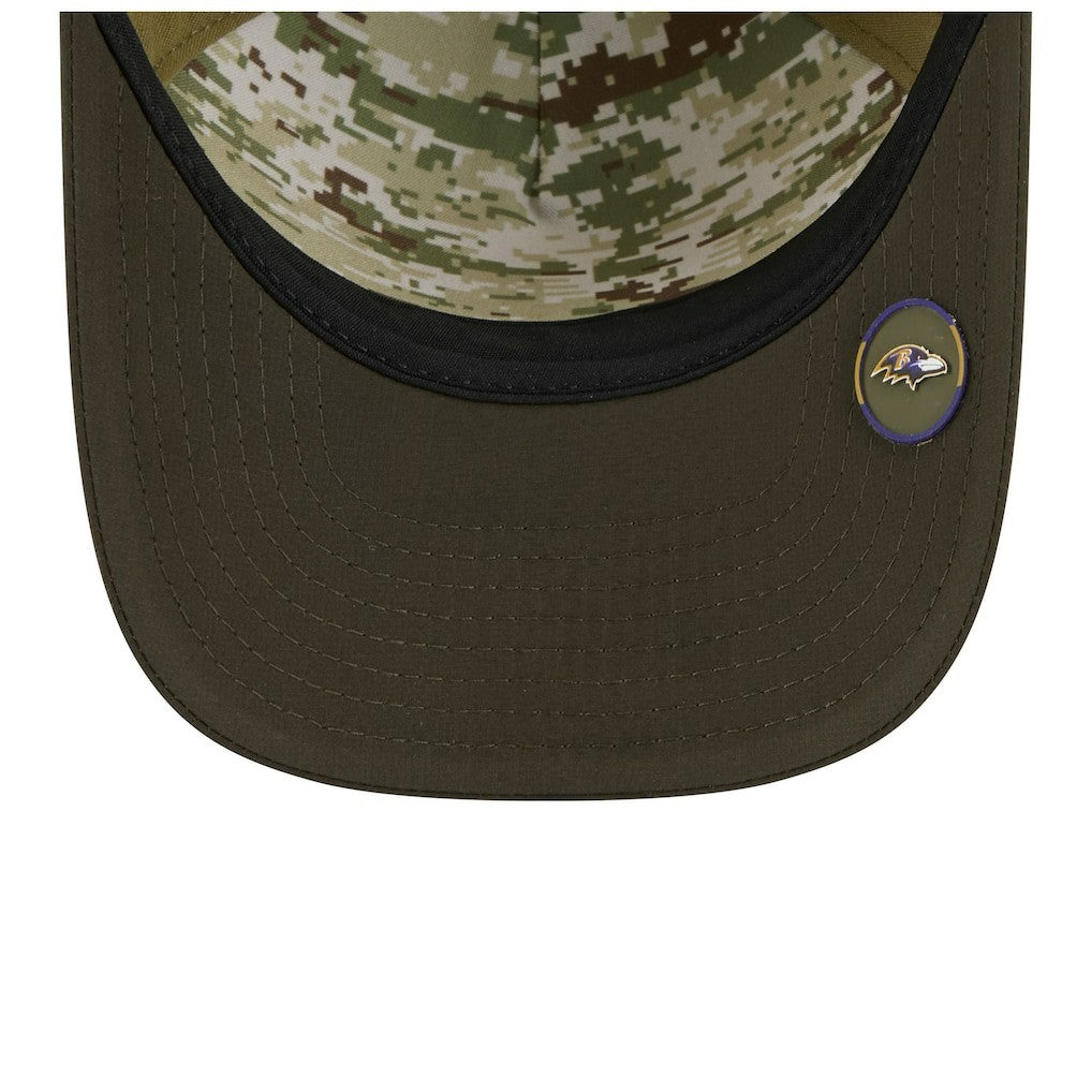 Baltimore Ravens New Era Youth 2025 Salute to Service 9FORTY A-Frame Adjustable Hat Green/Dark Green