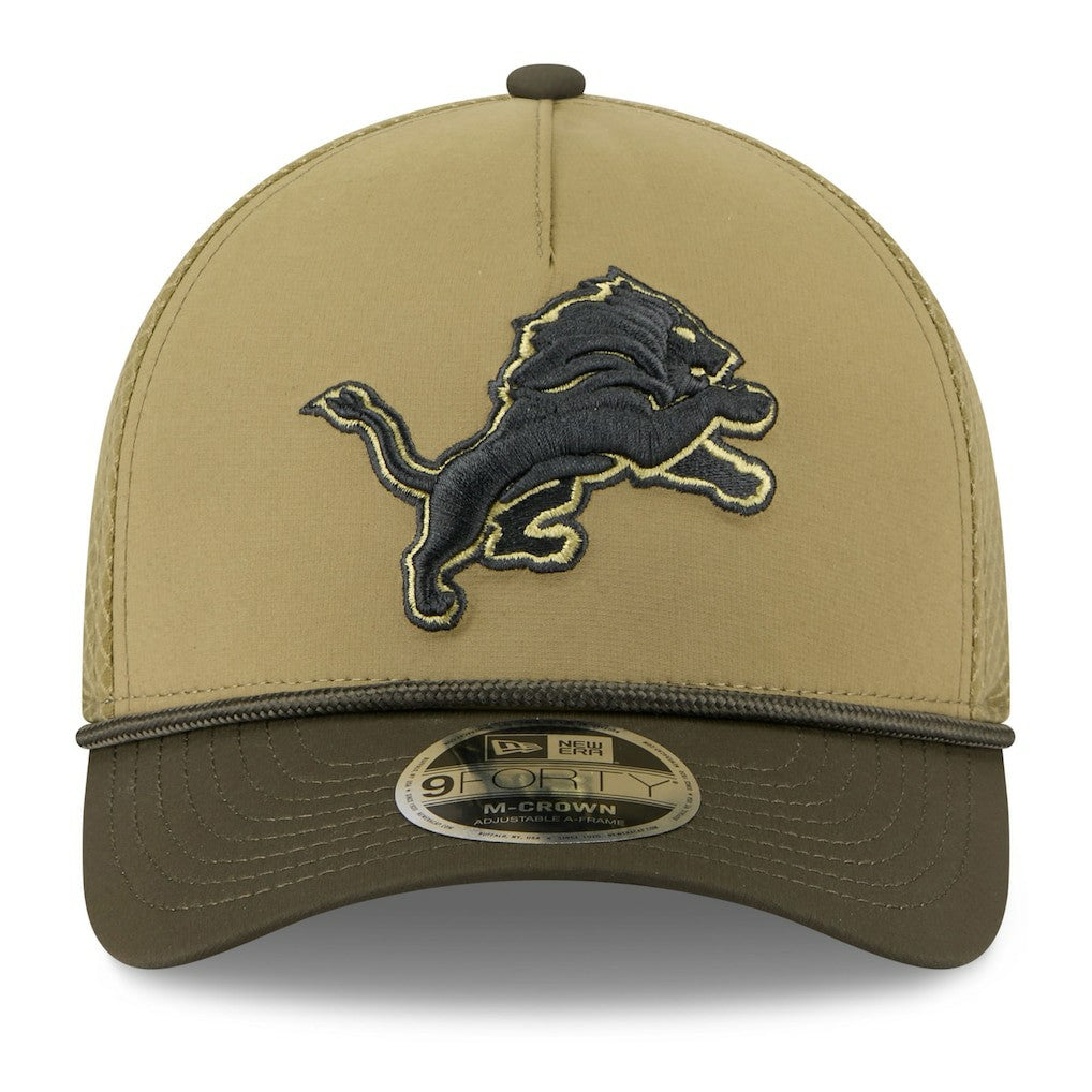 Detroit Lions New Era Youth 2025 Salute to Service 9FORTY A-Frame Adjustable Hat Green/Dark Green