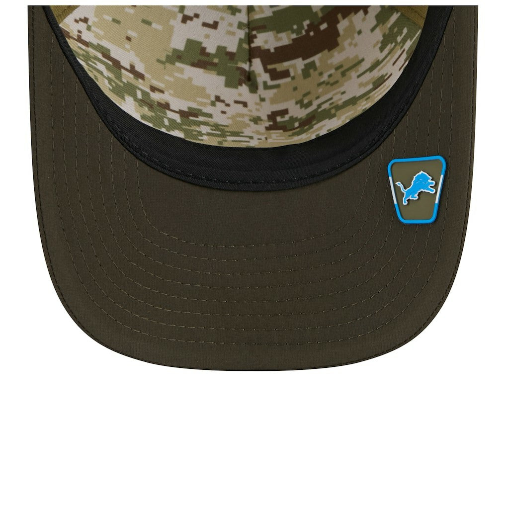 Detroit Lions New Era Youth 2025 Salute to Service 9FORTY A-Frame Adjustable Hat Green/Dark Green