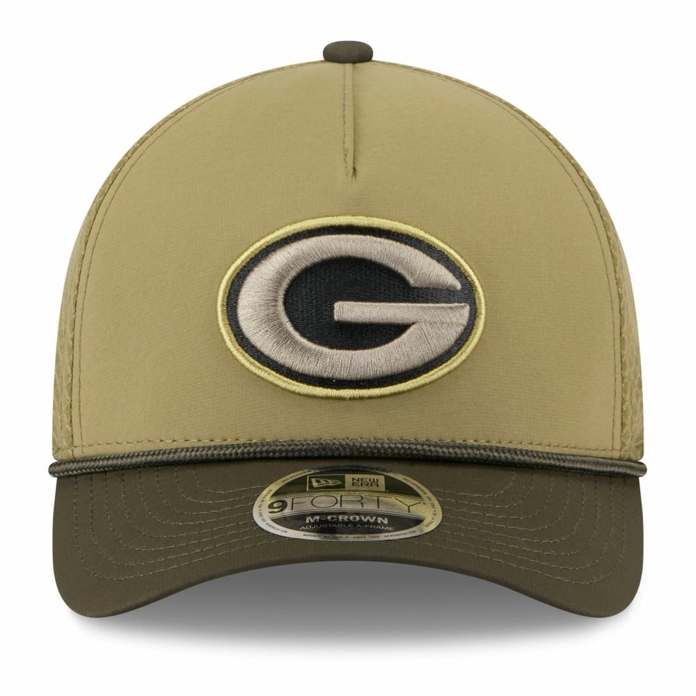 Green Bay Packers New Era Youth 2025 Salute to Service 9FORTY A-Frame Adjustable Hat Green/Dark Green