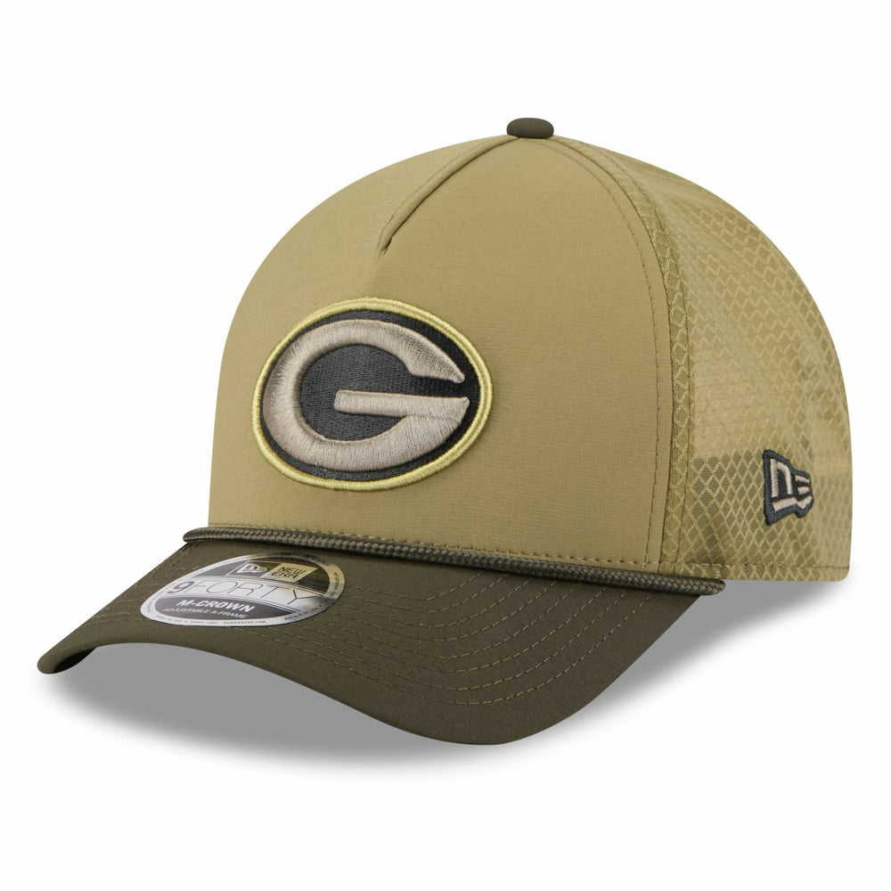 Green Bay Packers New Era Youth 2025 Salute to Service 9FORTY A-Frame Adjustable Hat Green/Dark Green