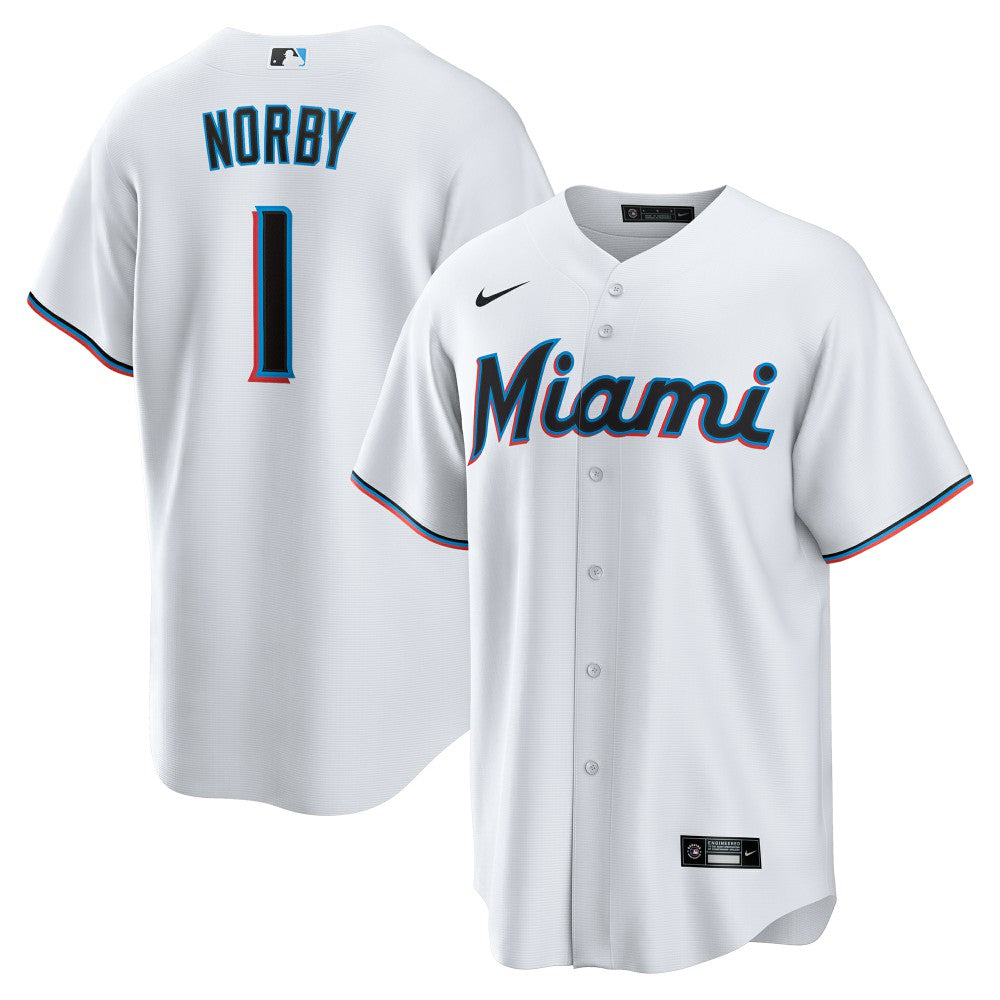 Connor Norby Miami Marlins Nike Home Replica Jersey - White Jerseys