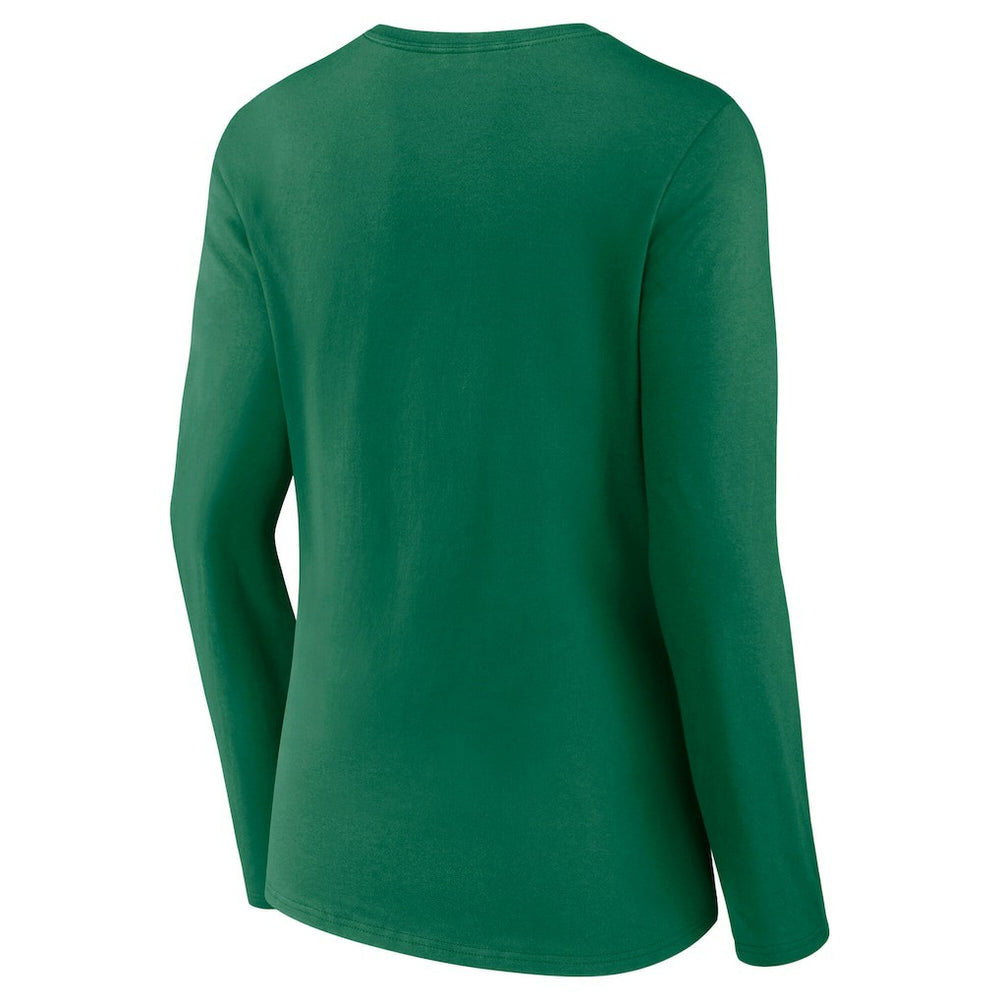 Philadelphia Eagles Women's Super Bowl LIX Champions Retro Logo Long Sleeve V-Neck T-Shirt Kelly Green