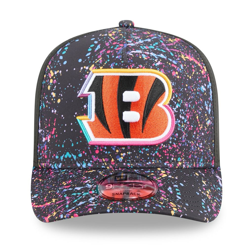 Cincinnati Bengals New Era 2025 NFL Crucial Catch A-Frame 9FIFTY Snapback Hat Black