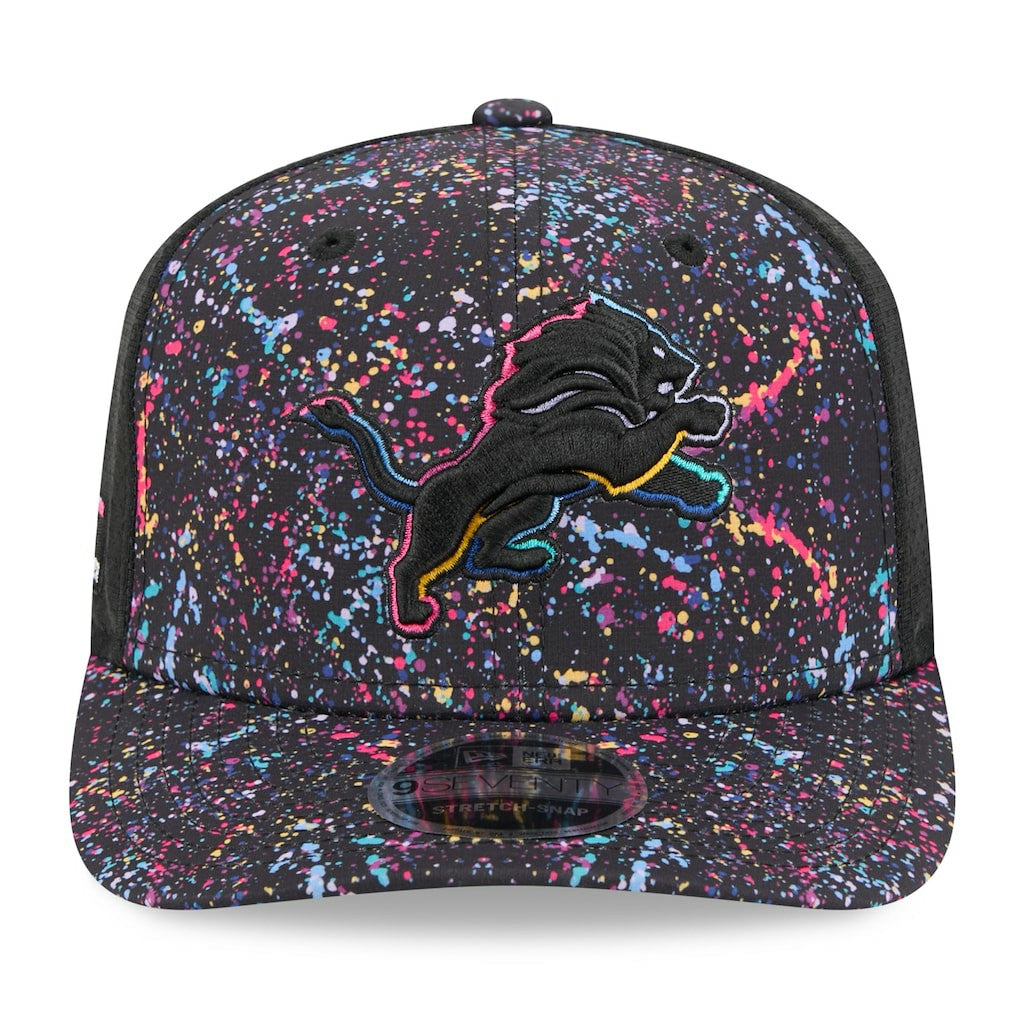 Detroit Lions New Era 2025 NFL Crucial Catch 9SEVENTY Adjustable Hat Black