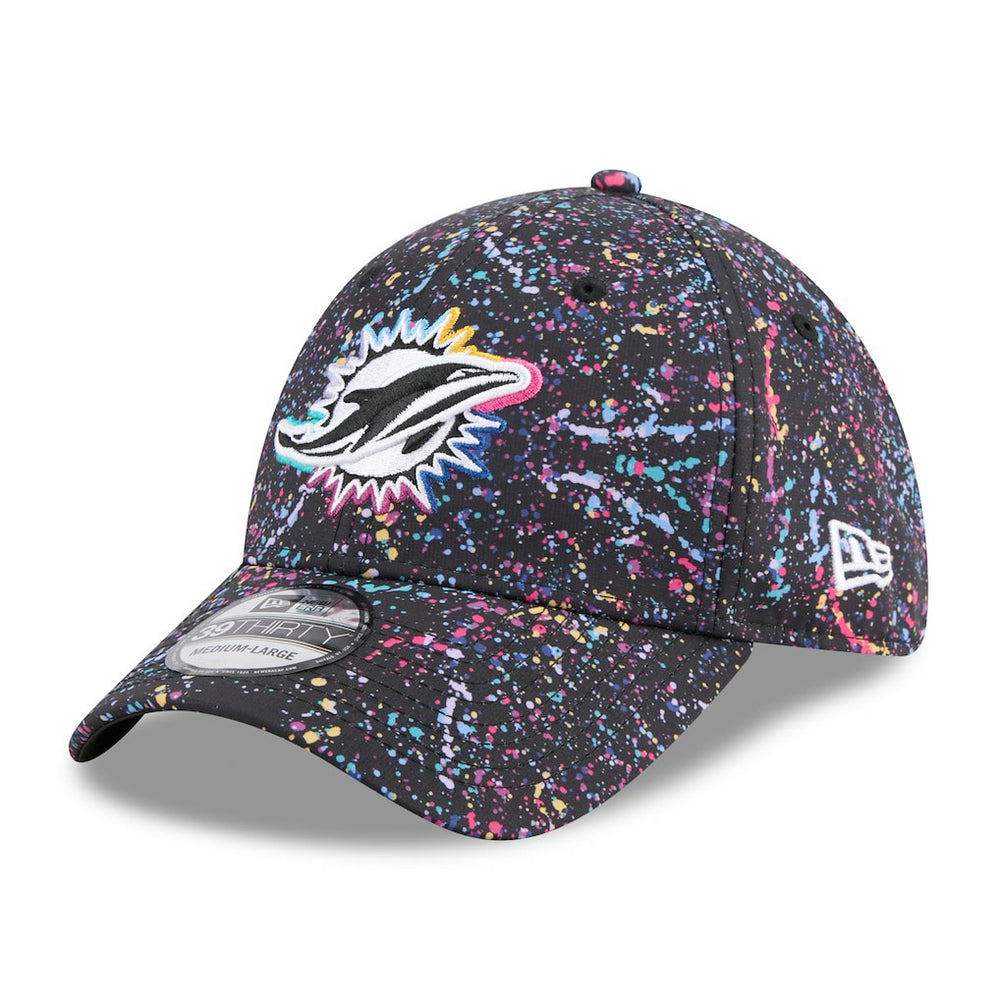Miami Dolphins New Era 2025 NFL Crucial Catch 39THIRTY Flex Hat Black