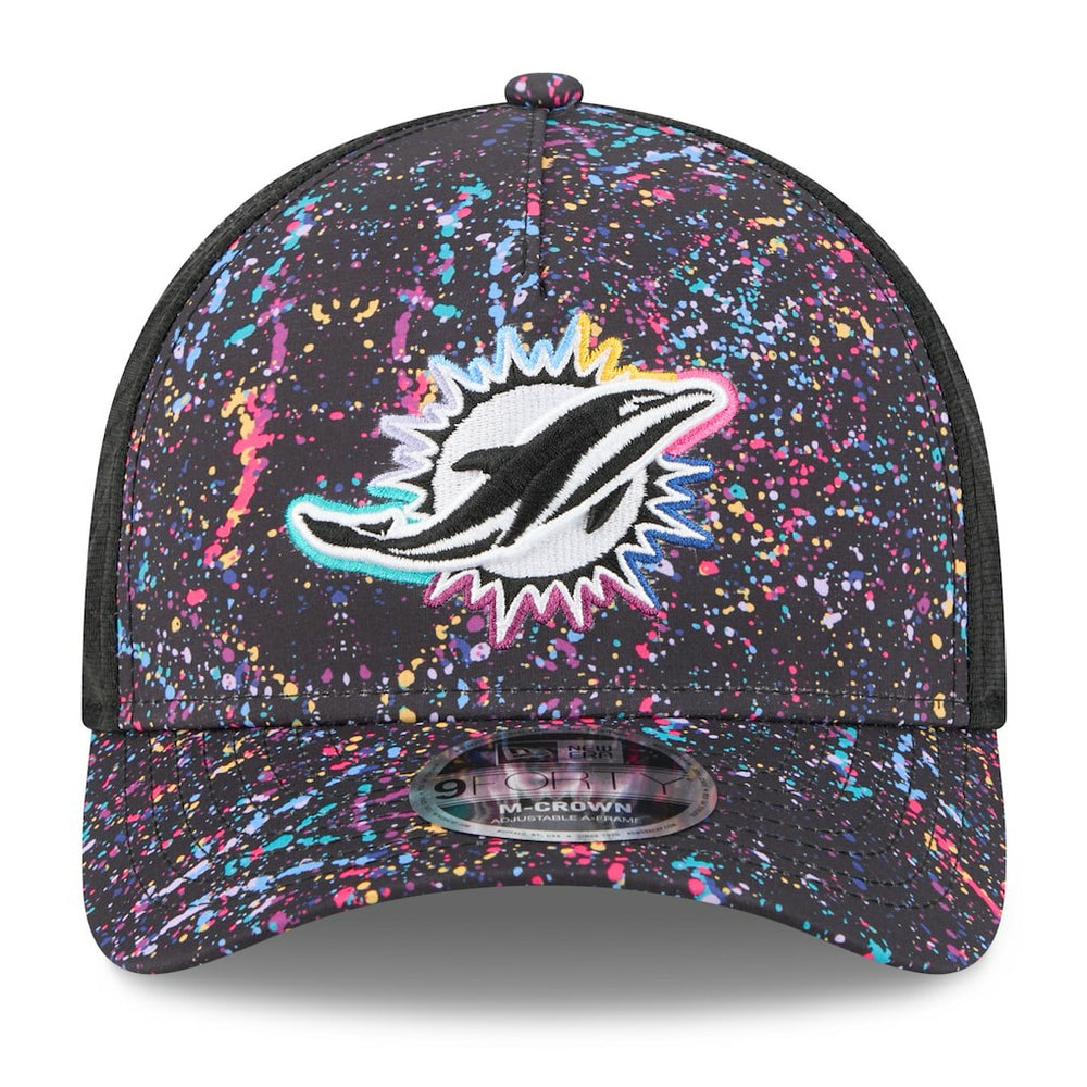 Miami Dolphins New Era 2025 NFL Crucial Catch 9FORTY Adjustable Hat Black