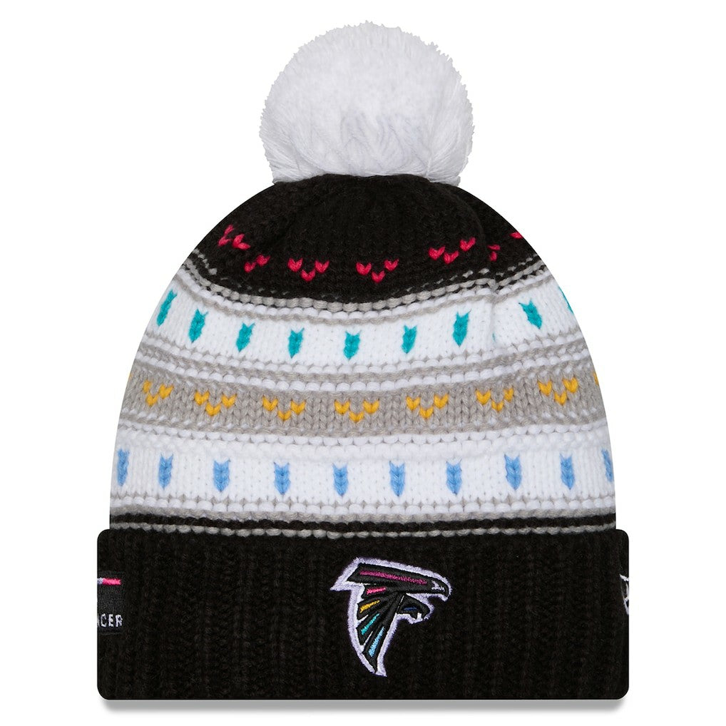 Atlanta Falcons New Era Women's 2025 NFL Crucial Catch Cuffed Knit Hat with Pom Black