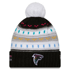 Atlanta Falcons New Era Women's 2025 NFL Crucial Catch Cuffed Knit Hat with Pom Black