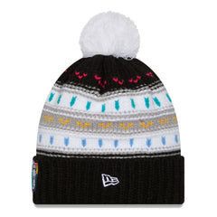 Las Vegas Raiders New Era Women's 2025 NFL Crucial Catch Cuffed Knit Hat with Pom Black