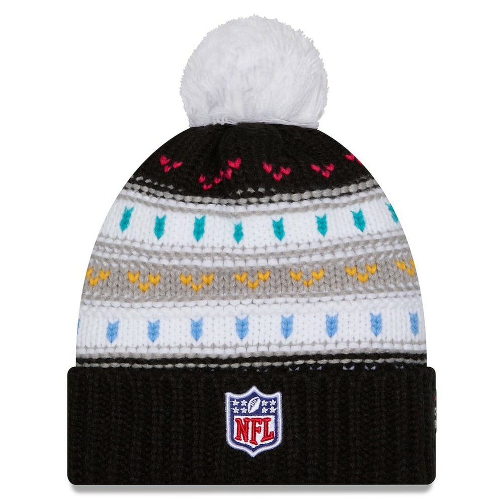 Los Angeles Chargers New Era Women's 2025 NFL Crucial Catch Cuffed Knit Hat with Pom Black