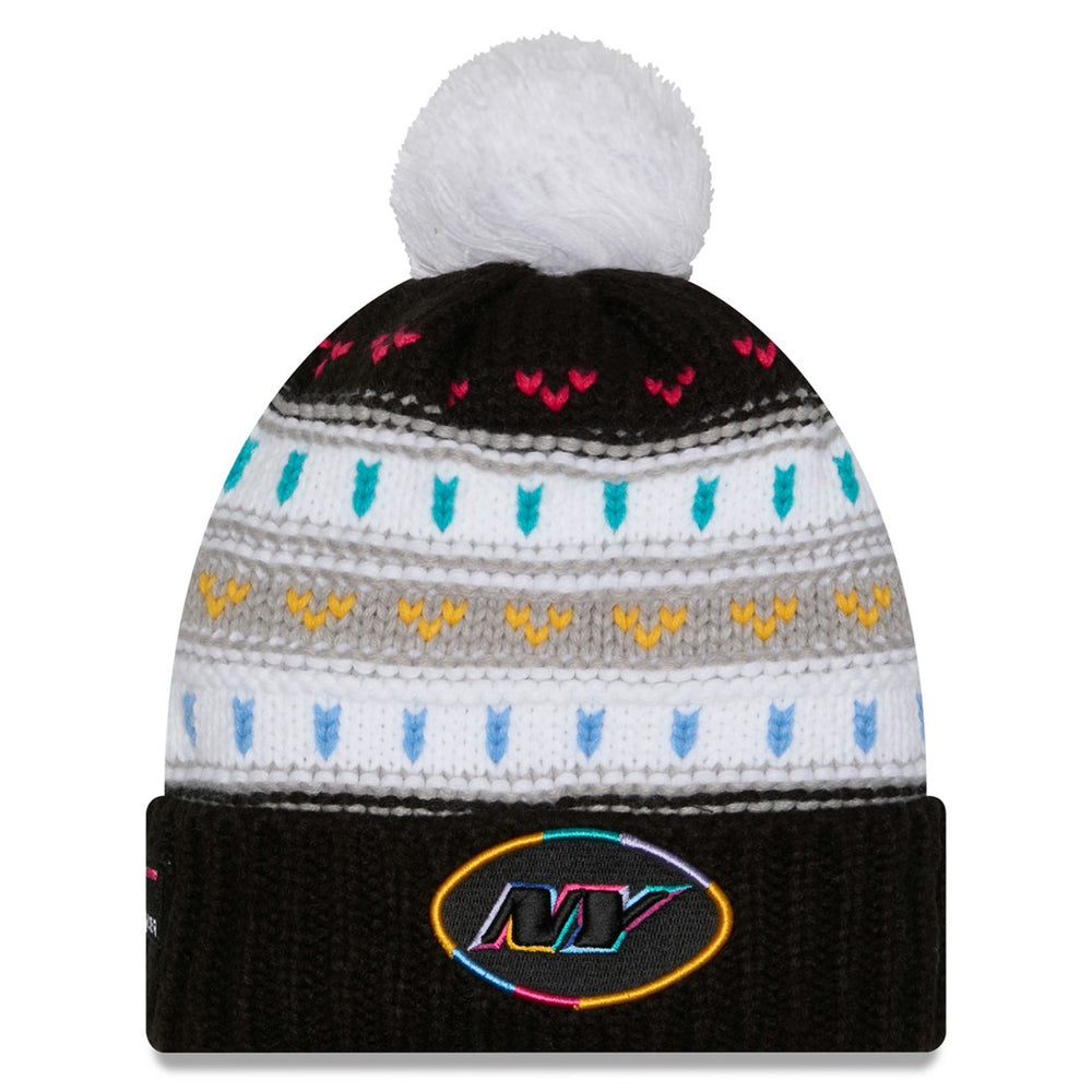 New York Jets New Era Women's 2025 NFL Crucial Catch Cuffed Knit Hat with Pom Black