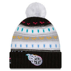 Tennessee Titans New Era Women's 2025 NFL Crucial Catch Cuffed Knit Hat with Pom Black