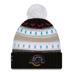 Los Angeles Rams New Era Women's 2025 NFL Crucial Catch Cuffed Knit Hat with Pom Black