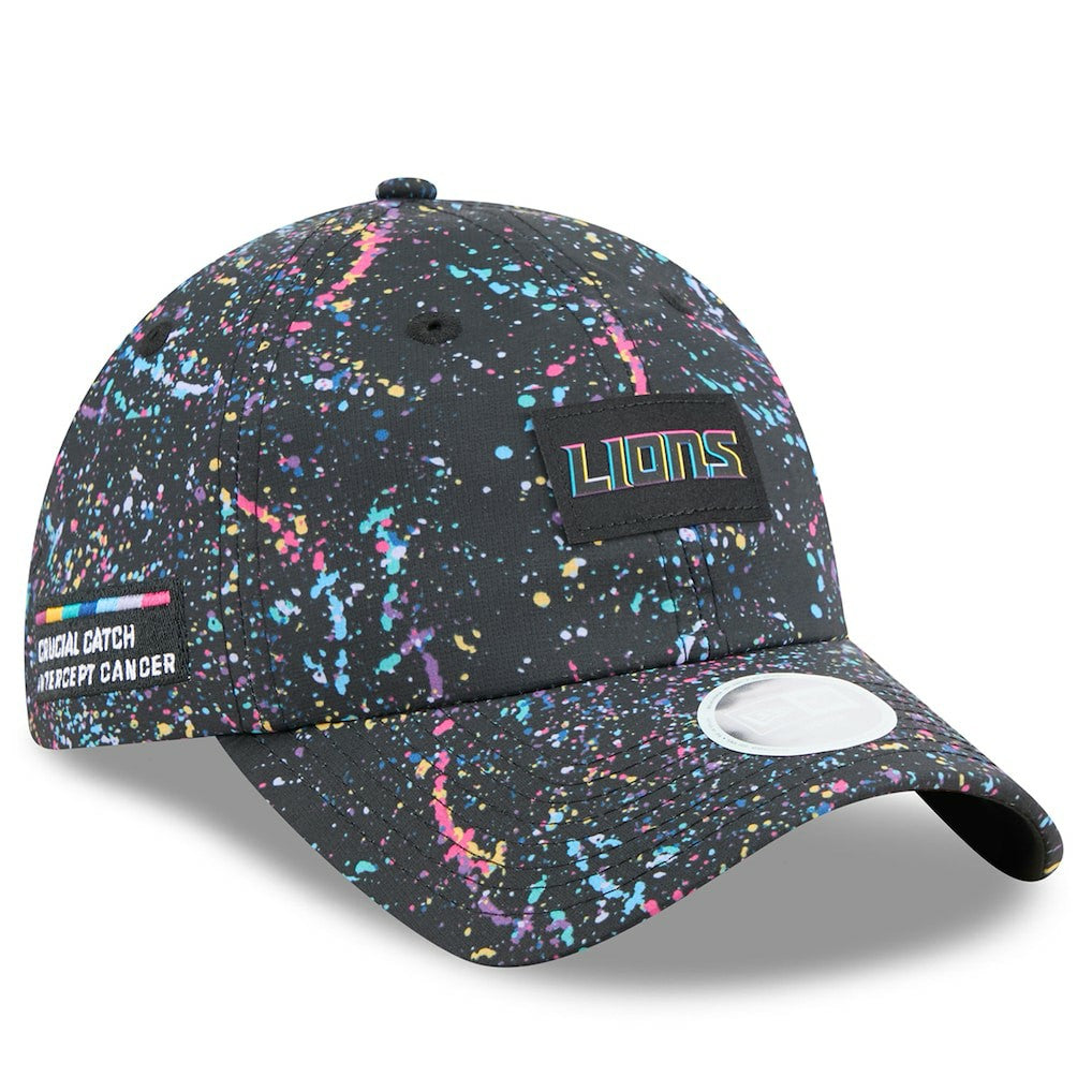 Detroit Lions New Era Women's 2025 NFL Crucial Catch Pony Tail Adjustable Hat Black