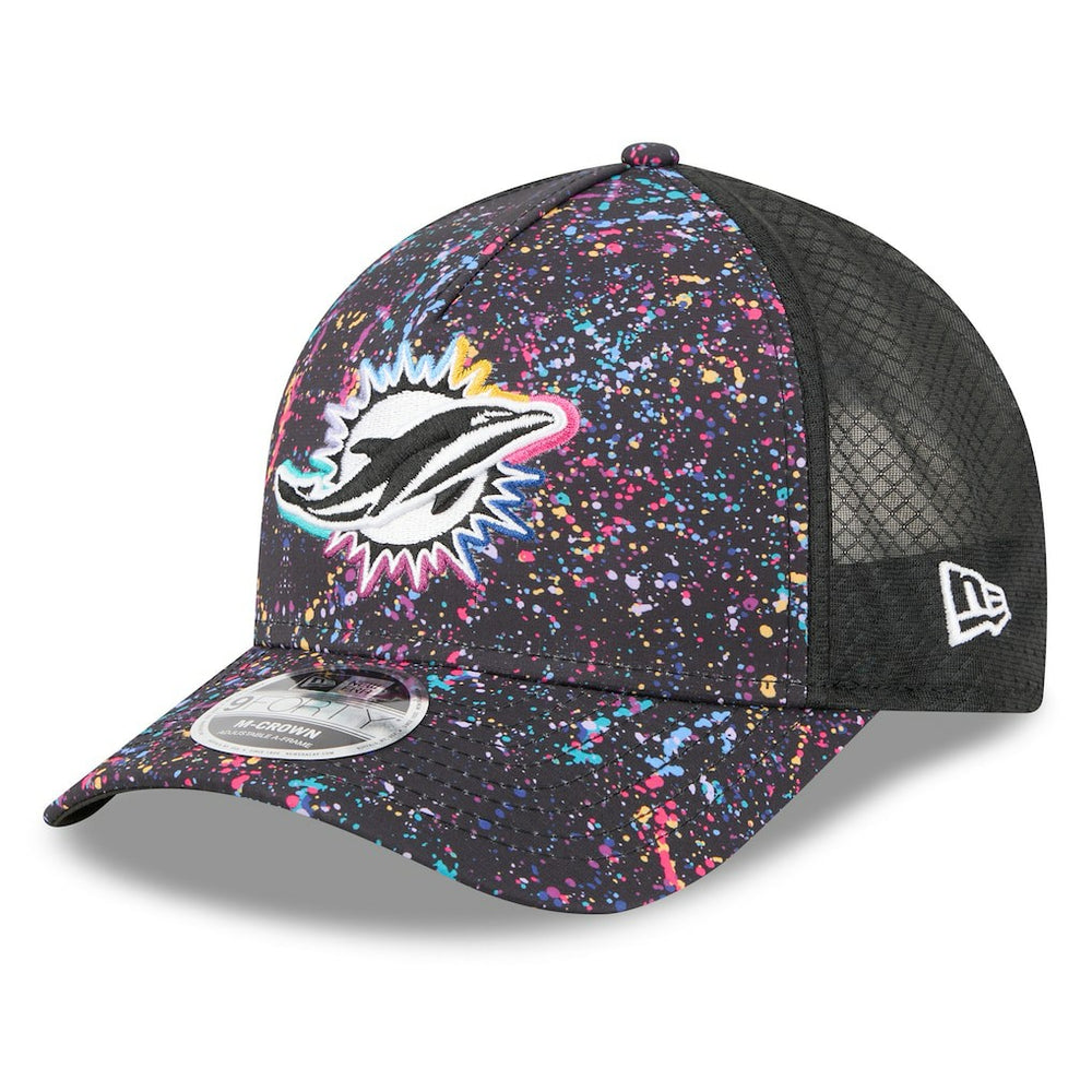 Miami Dolphins New Era Youth 2025 NFL Crucial Catch 9FORTY Adjustable Hat Black