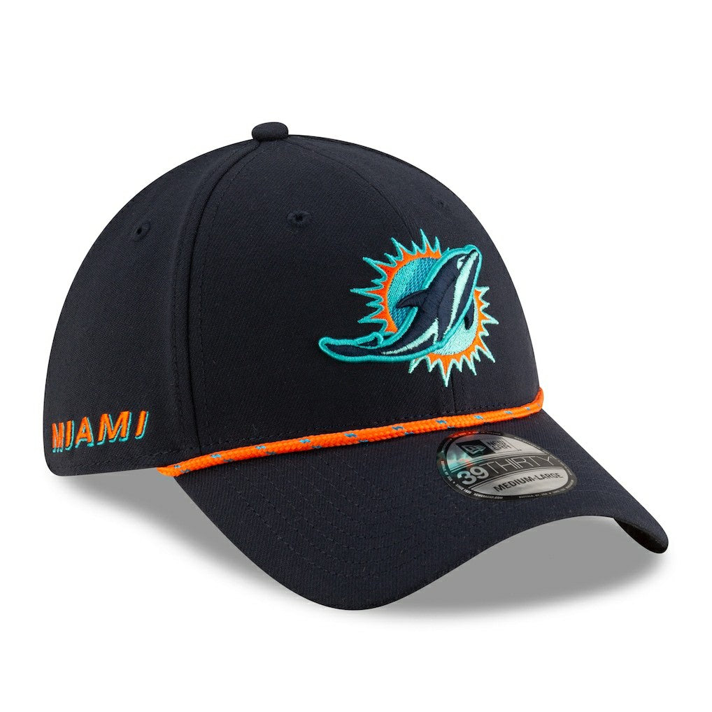 Miami Dolphins New Era 2025 Rivalries Collection Sideline 39THIRTY Flex Hat Pitch Blue
