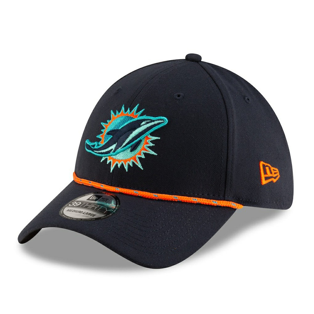 Miami Dolphins New Era 2025 Rivalries Collection Sideline 39THIRTY Flex Hat Pitch Blue