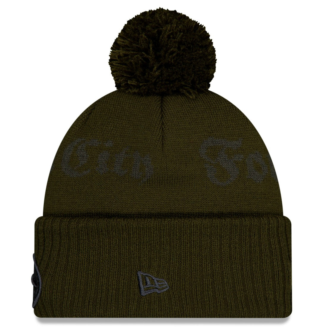 New York Jets New Era 2025 Rivalries Collection Sideline Cuffed Knit Hat with Pom Gotham Green
