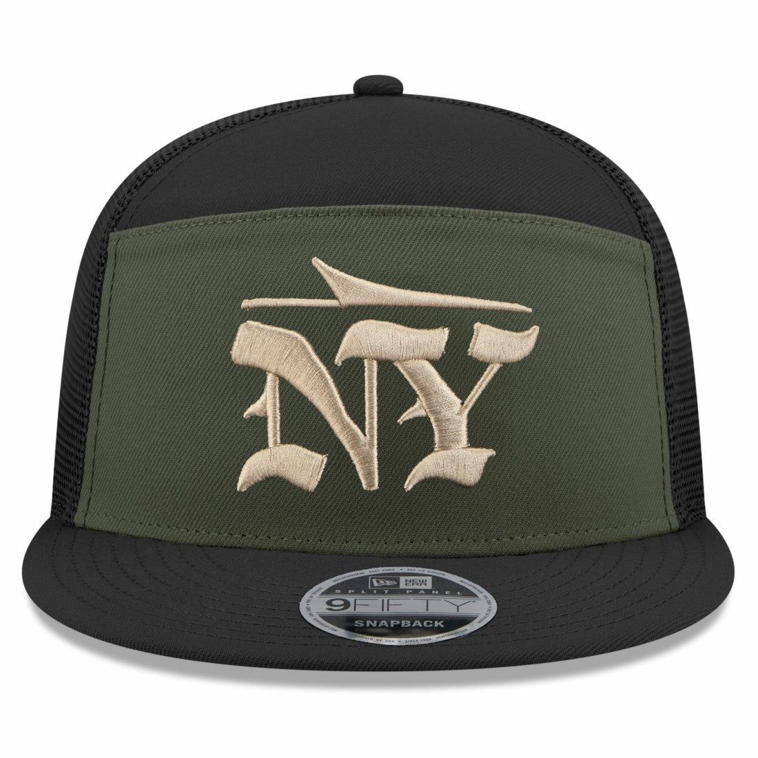 New York Jets New Era 2025 Rivalries Collection Team Split Panel 9FIFTY Snapback Hat Gotham Green