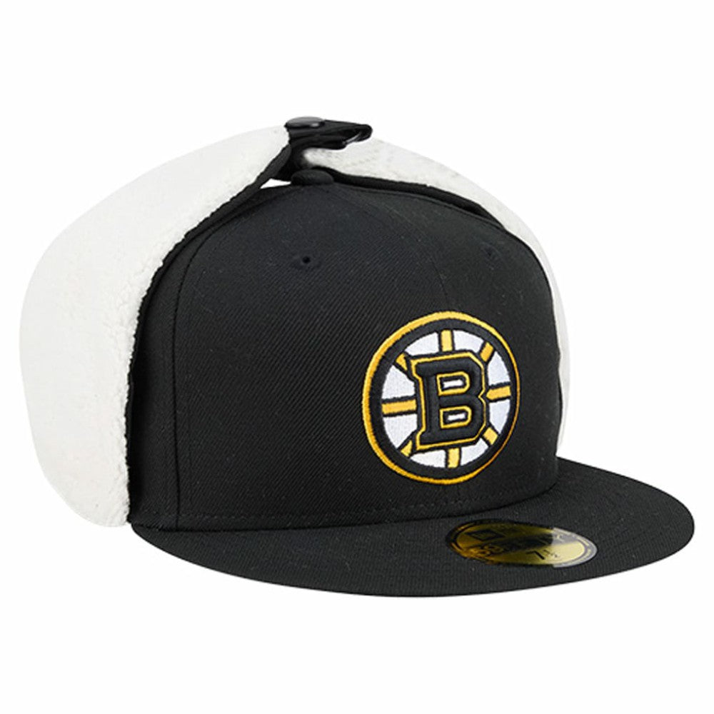 NHL Boston Bruins New Era Injection Dog Ear Classic Fitted Hat - Black