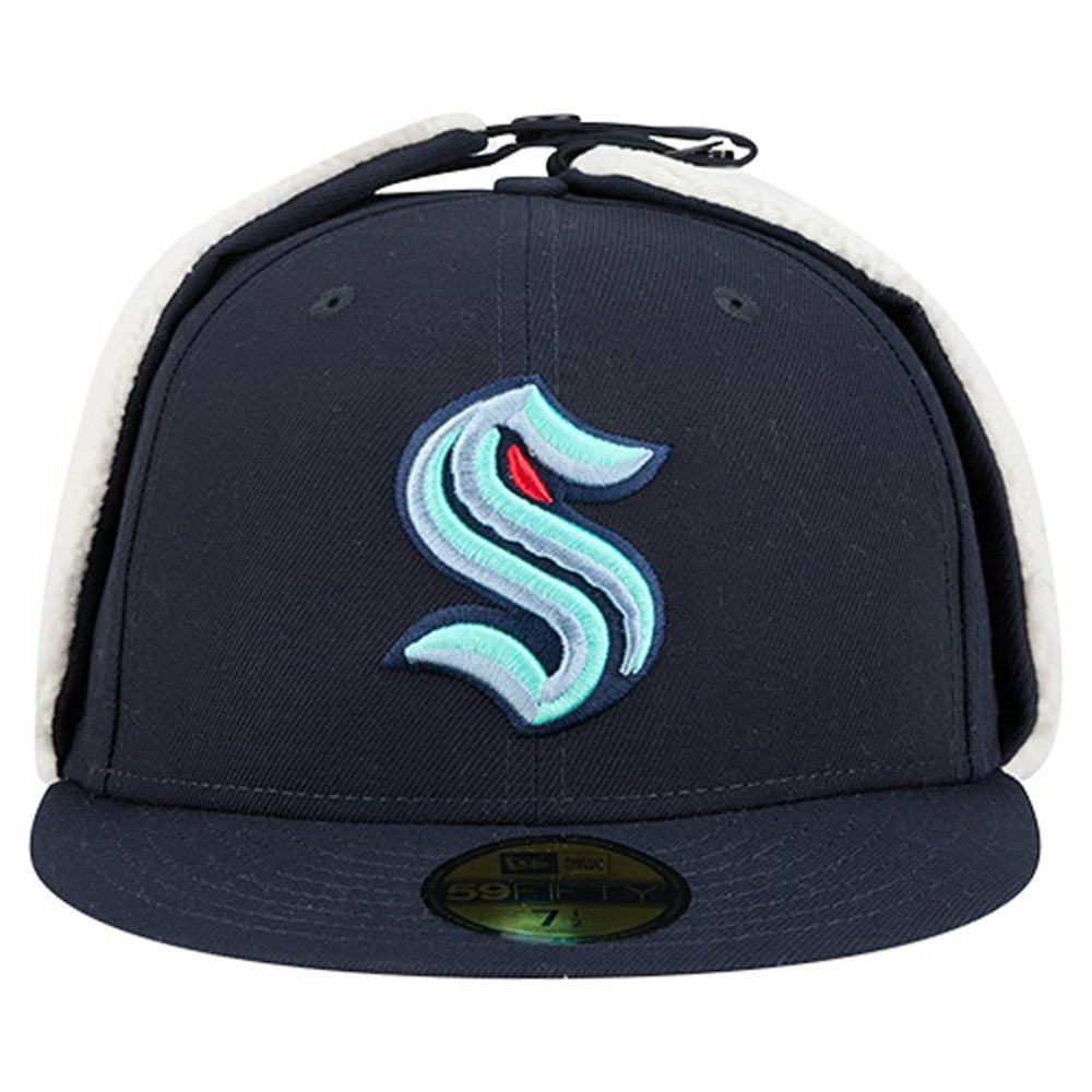 NHL Seattle Kraken New Era Injection Dog Ear Classic Fitted Hat - Deep Sea Blue