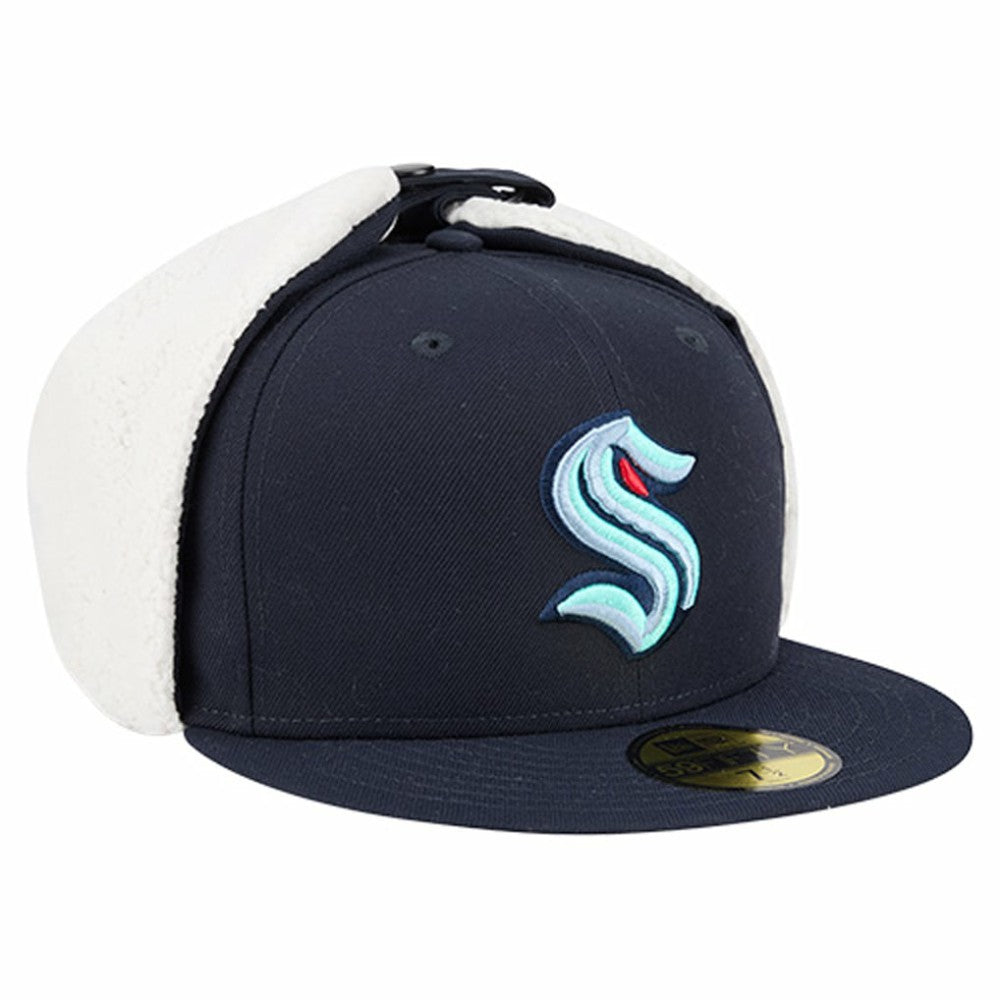 NHL Seattle Kraken New Era Injection Dog Ear Classic Fitted Hat - Deep Sea Blue