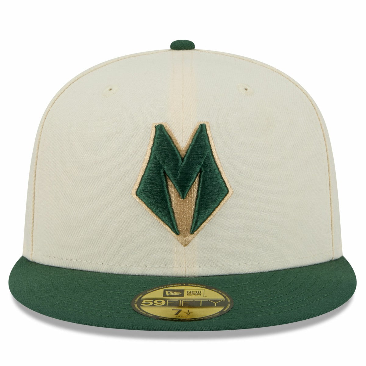 Milwaukee Bucks 2025/26 City Edition 59FIFTY Fitted Hat Cream/Hunter Green