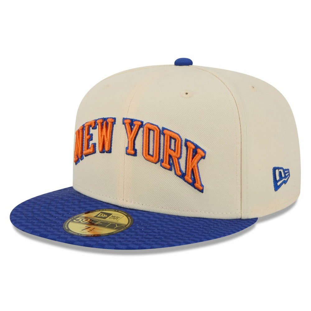 New York Knicks 2025/26 City Edition 59FIFTY Fitted Hat Cream/Blue