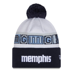 Memphis Grizzlies 2025/26 City Edition Cuffed Knit Hat with Pom Navy/White