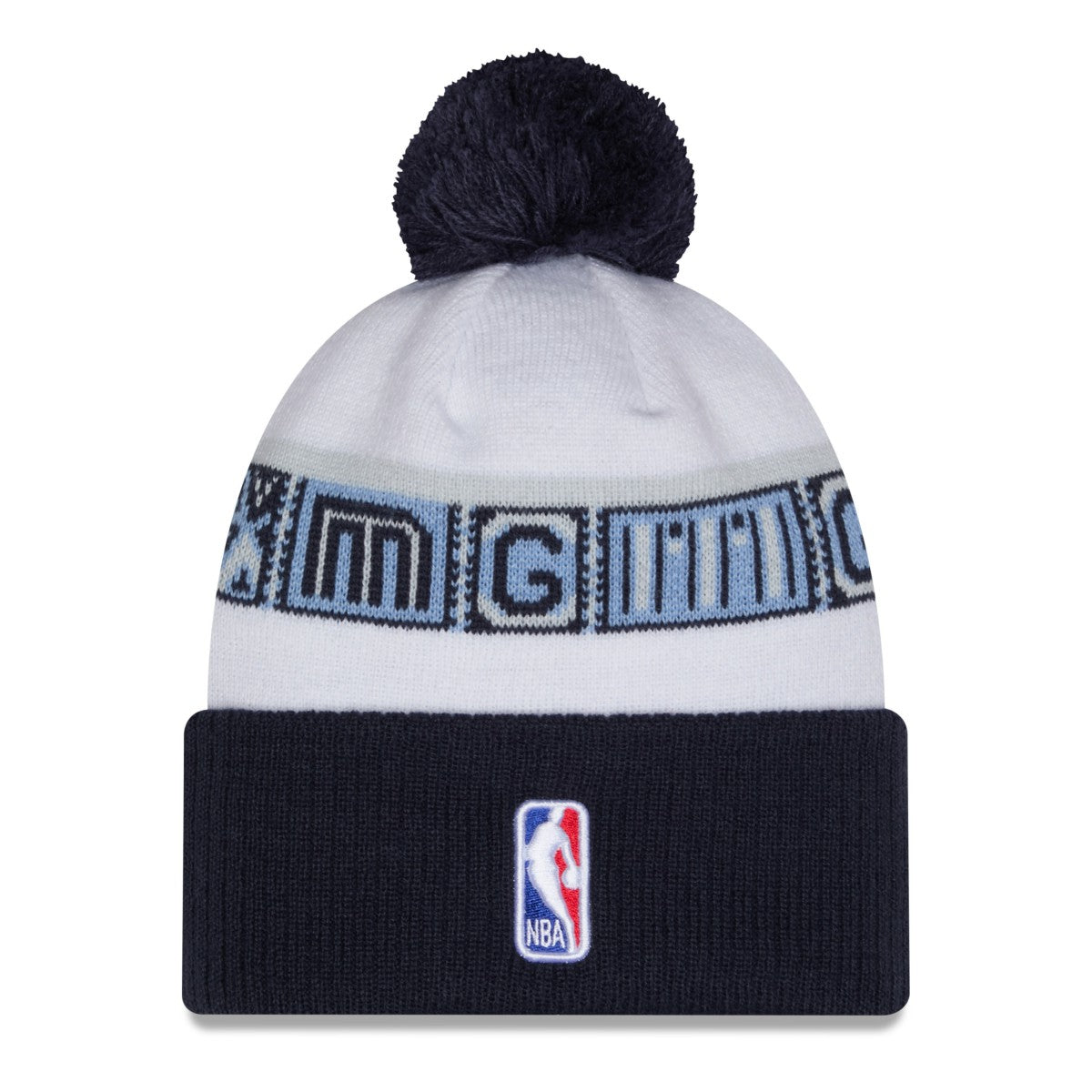 Memphis Grizzlies 2025/26 City Edition Cuffed Knit Hat with Pom Navy/White