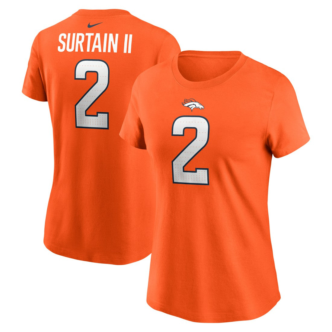 Patrick Surtain II Denver Broncos Women's Player Name & Number T-Shirt Orange