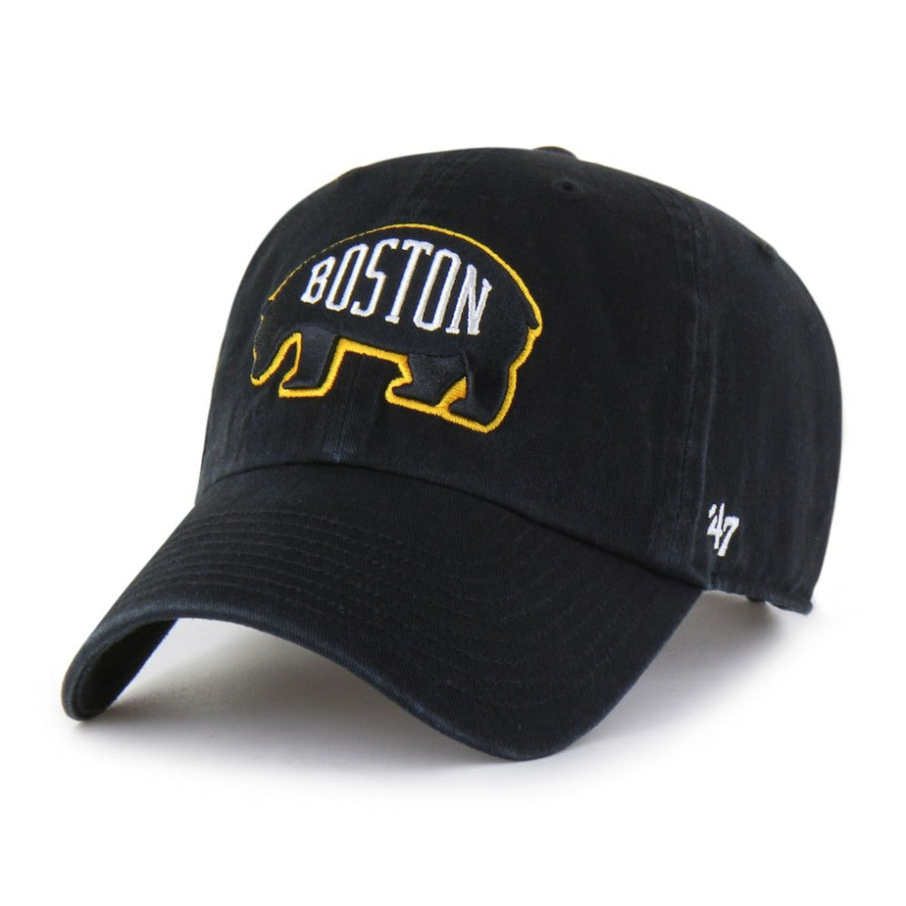 NHL Boston Bruins '47 Alternate Logo Clean Up Adjustable Hat - Black