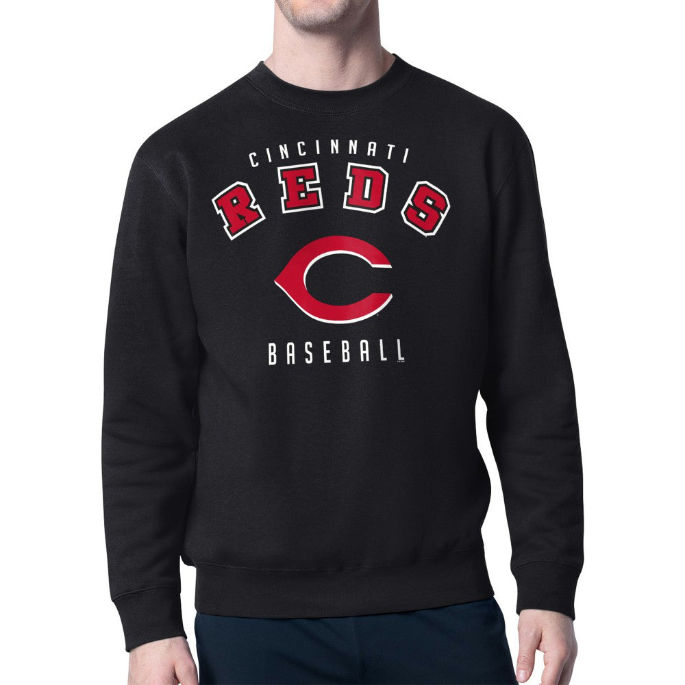 Cincinnati Reds Starter Team Logo Fleece Pullover Sweatshirt - Black Pullover