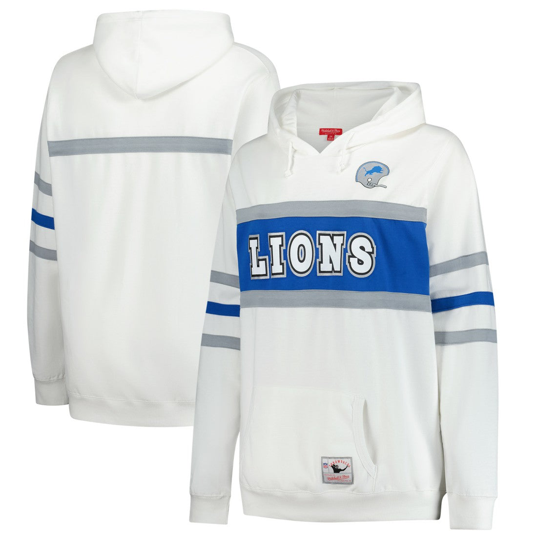 Detroit Lions Women's Plus Size Head Coach Throwback Pullover Hoodie White