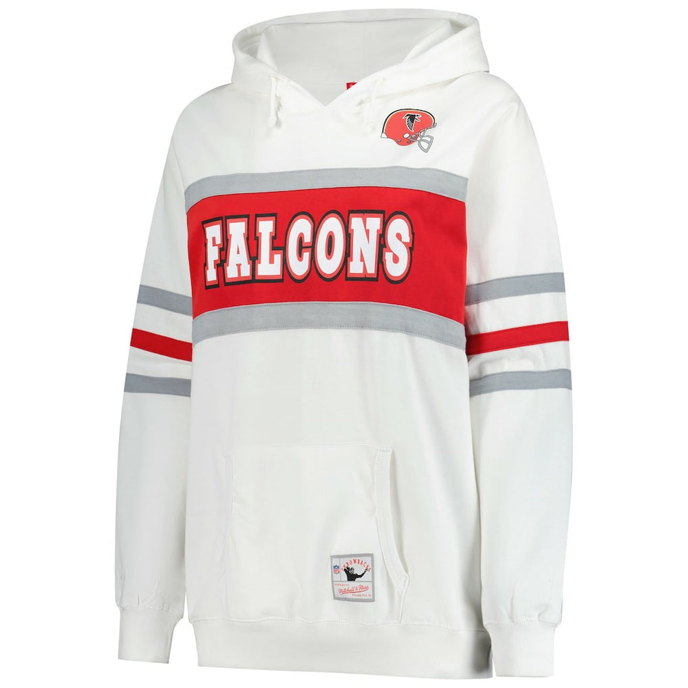 Atlanta Falcons Women's Plus Size Head Coach Throwback Pullover Hoodie White