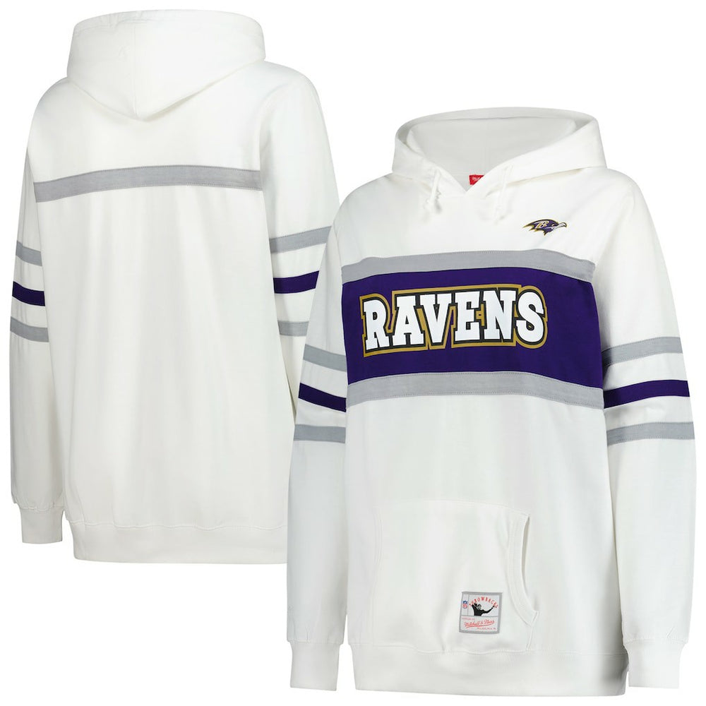 Baltimore Ravens Women's Plus Size Head Coach Throwback Pullover Hoodie White