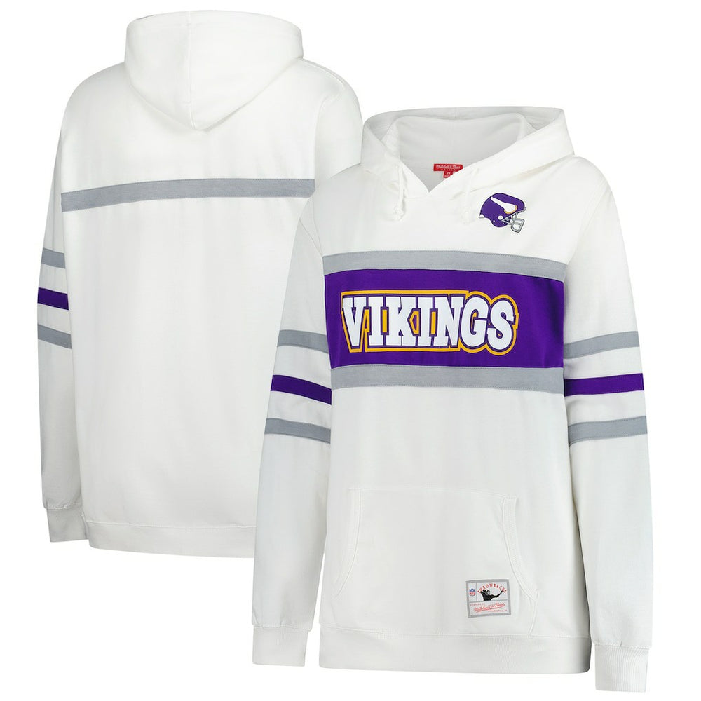 Minnesota Vikings Women's Plus Size Head Coach Throwback Pullover Hoodie White