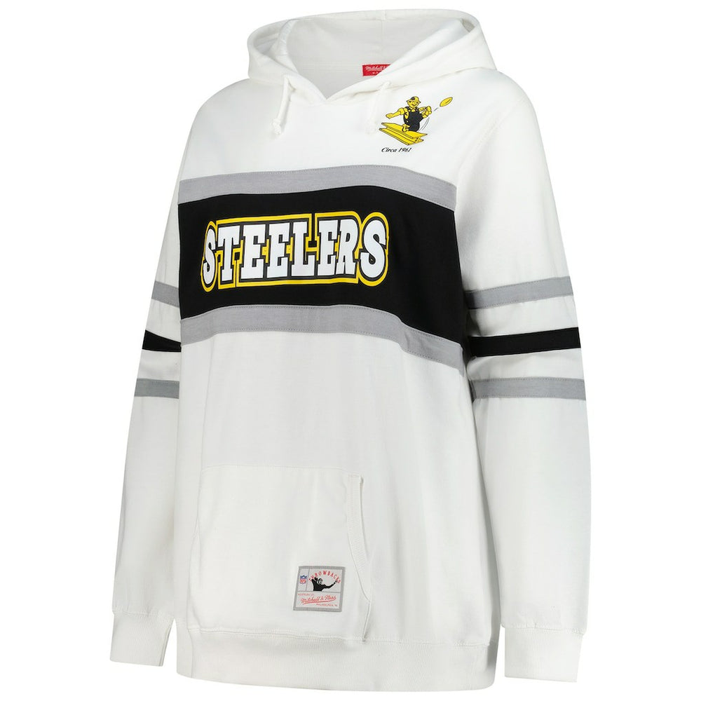 Pittsburgh Steelers Women's Plus Size Head Coach Throwback Pullover Hoodie White