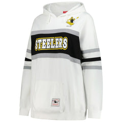 Pittsburgh Steelers Women's Plus Size Head Coach Throwback Pullover Hoodie White